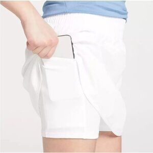 DSG Womens Mid-Rise Stride Skort White With Built-In Short White XXL